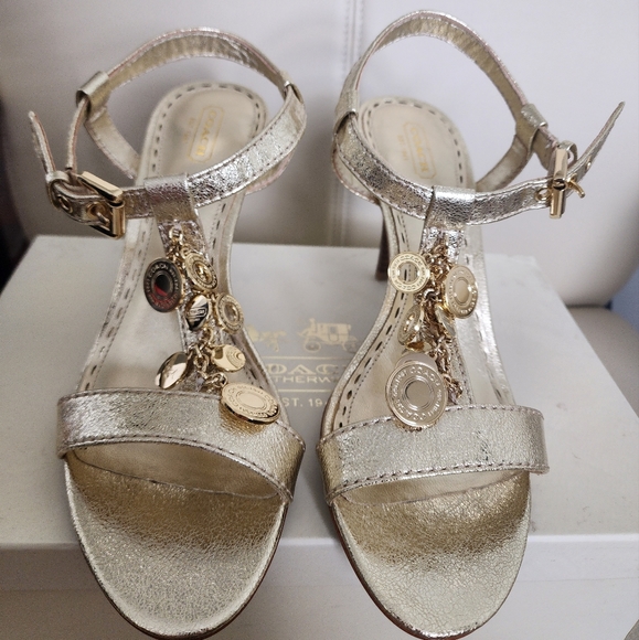 Coach Gold Strappy Heels - Picture 3 of 5